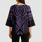 Waiporoporo Maori Ta Moko Poutama Art Kimono Sleeve Blouse - Aussie Hoodie