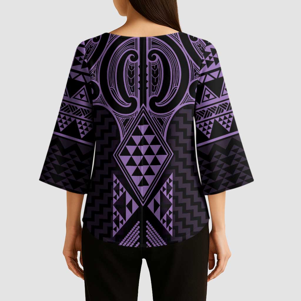 Waiporoporo Maori Ta Moko Poutama Art Kimono Sleeve Blouse - Aussie Hoodie