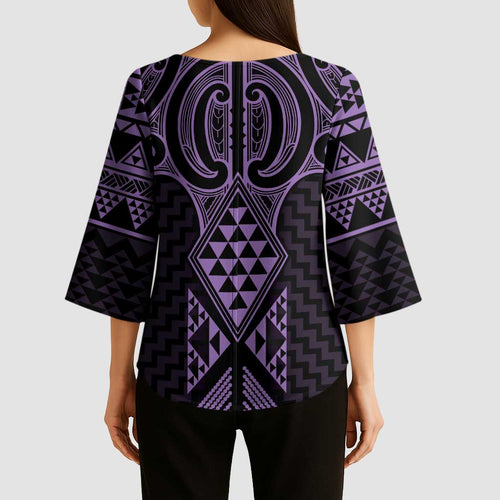 Waiporoporo Maori Ta Moko Poutama Art Kimono Sleeve Blouse - Aussie Hoodie