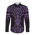 Waiporoporo Maori Ta Moko Poutama Art Long Sleeve Button Shirt