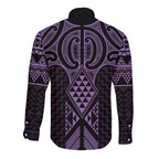Waiporoporo Maori Ta Moko Poutama Art Long Sleeve Button Shirt