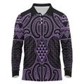 Waiporoporo Maori Ta Moko Poutama Art Long Sleeve Polo Shirt