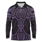 Waiporoporo Maori Ta Moko Poutama Art Long Sleeve Polo Shirt