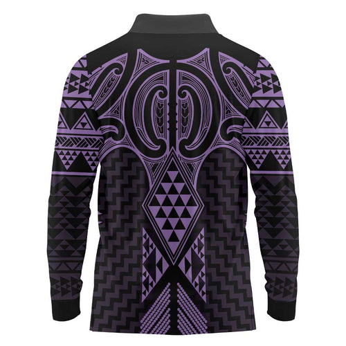 Waiporoporo Maori Ta Moko Poutama Art Long Sleeve Polo Shirt