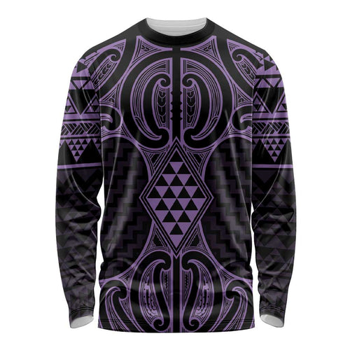 Waiporoporo Maori Ta Moko Poutama Art Long Sleeve Shirt