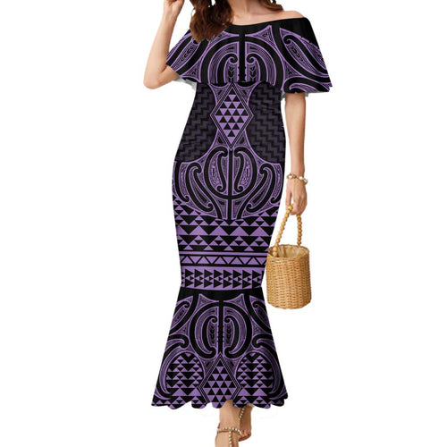 Waiporoporo Maori Ta Moko Poutama Art Mermaid Dress