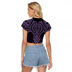 Waiporoporo Maori Ta Moko Poutama Art Raglan Cropped T Shirt