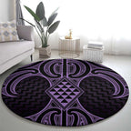 Waiporoporo Maori Ta Moko Poutama Art Round Carpet