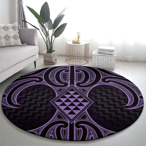 Waiporoporo Maori Ta Moko Poutama Art Round Carpet