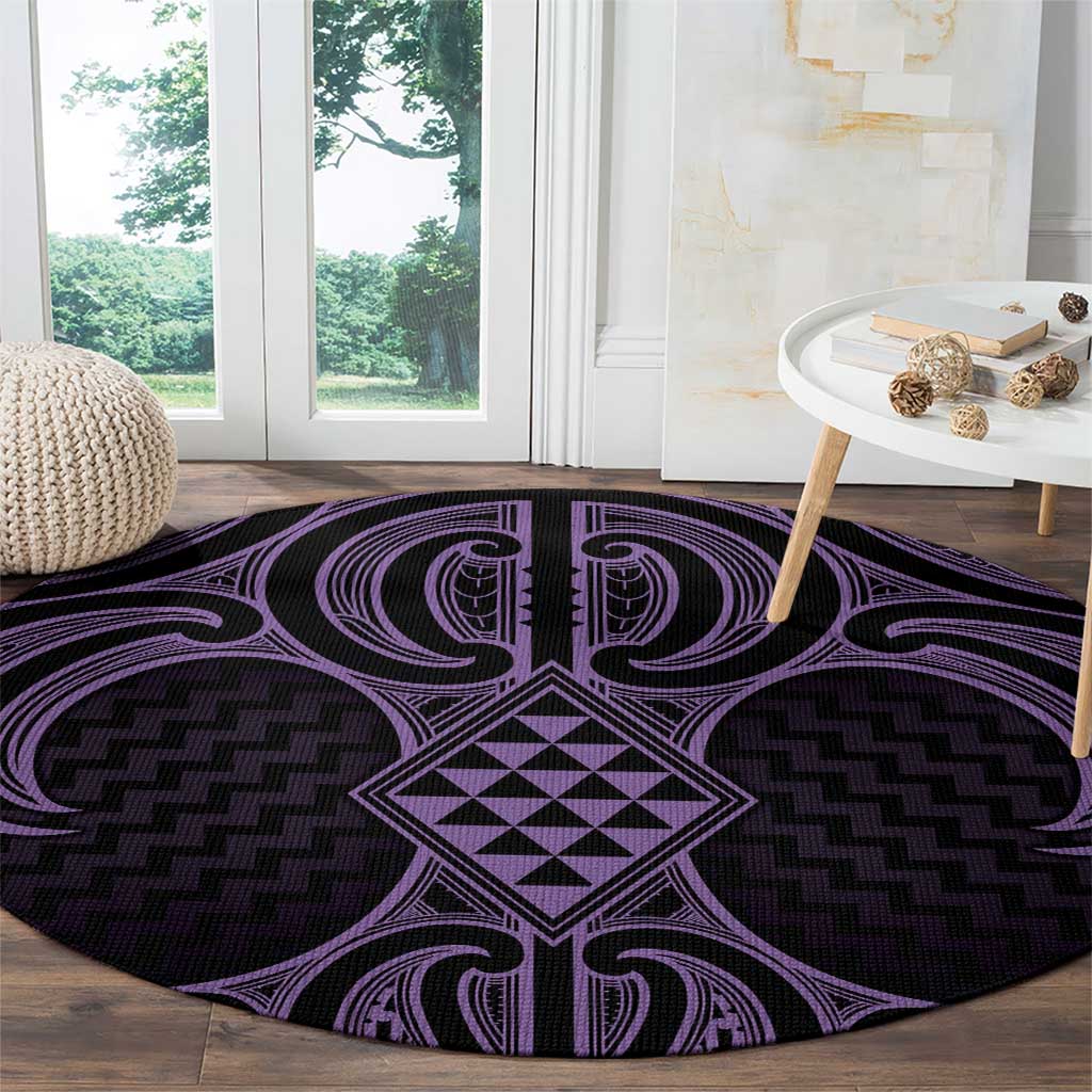 Waiporoporo Maori Ta Moko Poutama Art Round Carpet