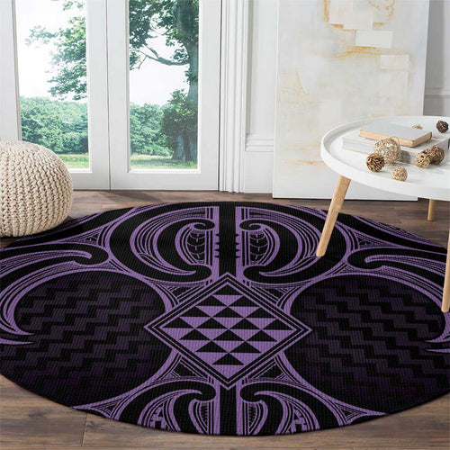 Waiporoporo Maori Ta Moko Poutama Art Round Carpet