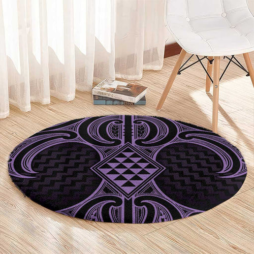 Waiporoporo Maori Ta Moko Poutama Art Round Carpet