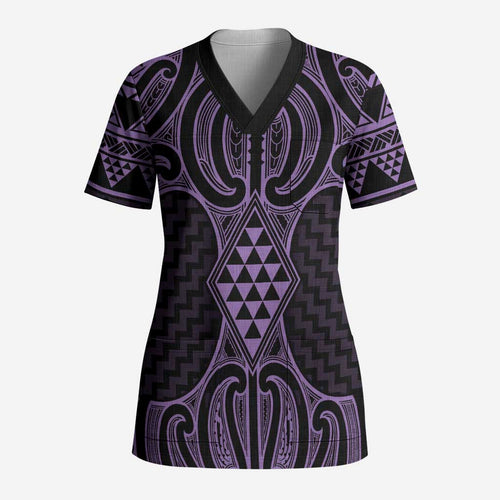 Waiporoporo Maori Ta Moko Poutama Art Scrub Top - Aussie Hoodie