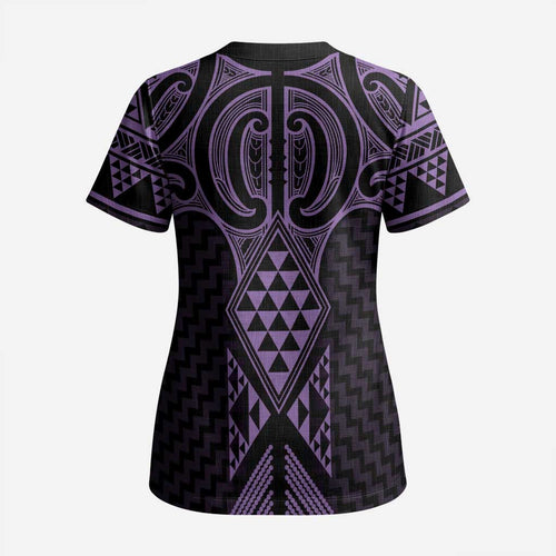 Waiporoporo Maori Ta Moko Poutama Art Scrub Top - Aussie Hoodie