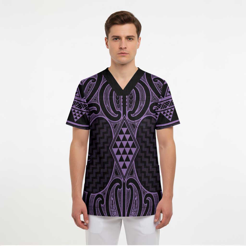 Waiporoporo Maori Ta Moko Poutama Art Scrub Top - Aussie Hoodie