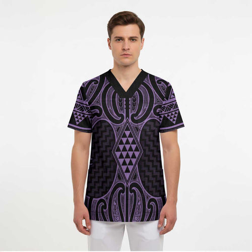 Waiporoporo Maori Ta Moko Poutama Art Scrub Top - Aussie Hoodie