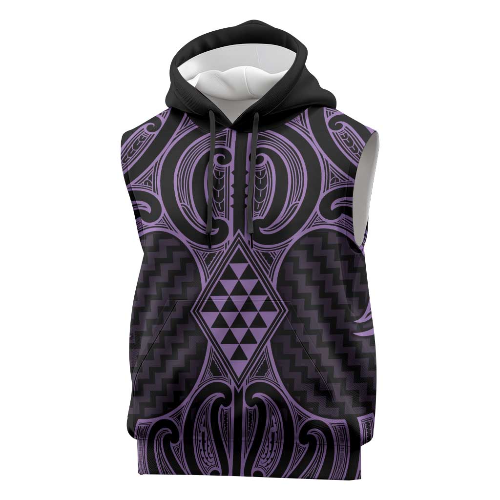Waiporoporo Maori Ta Moko Poutama Art Sleeveless Hoodie - Aussie Hoodie