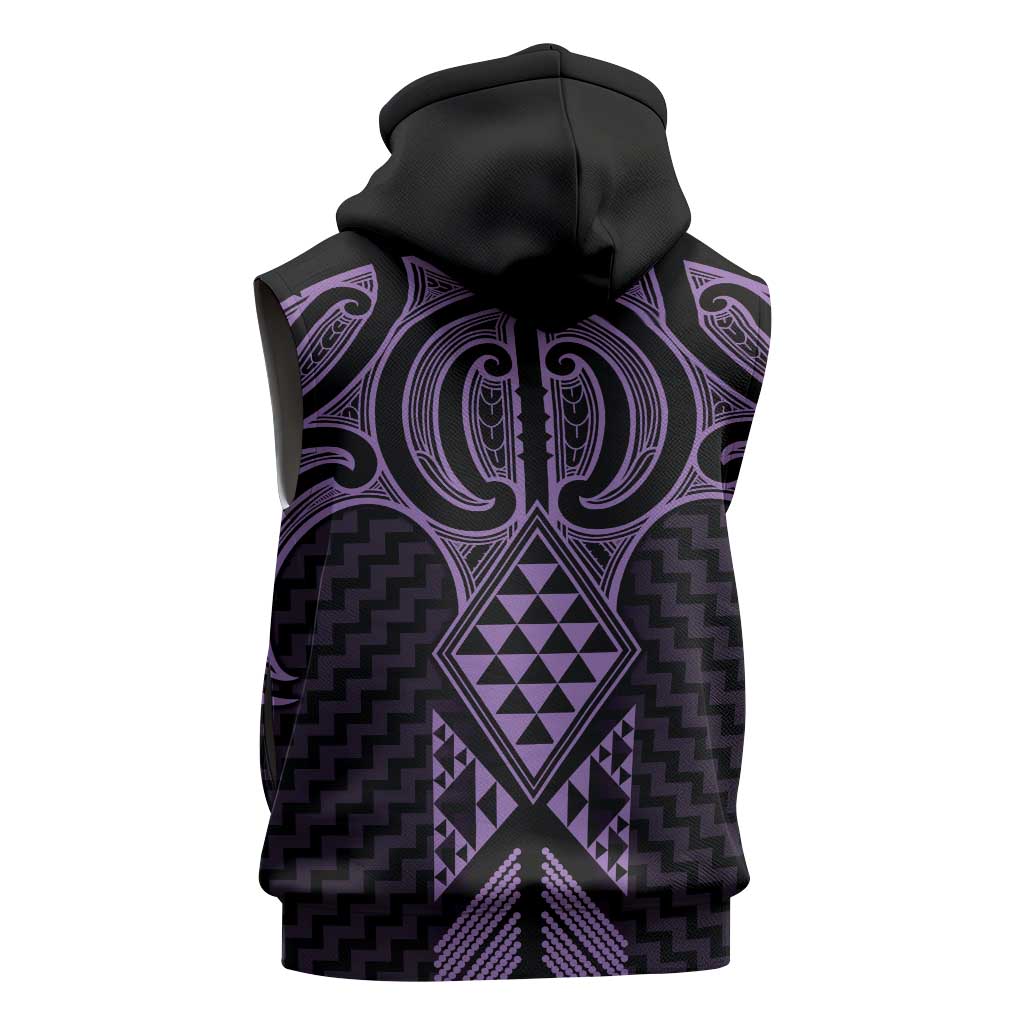 Waiporoporo Maori Ta Moko Poutama Art Sleeveless Hoodie - Aussie Hoodie