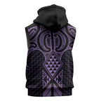 Waiporoporo Maori Ta Moko Poutama Art Sleeveless Hoodie - Aussie Hoodie