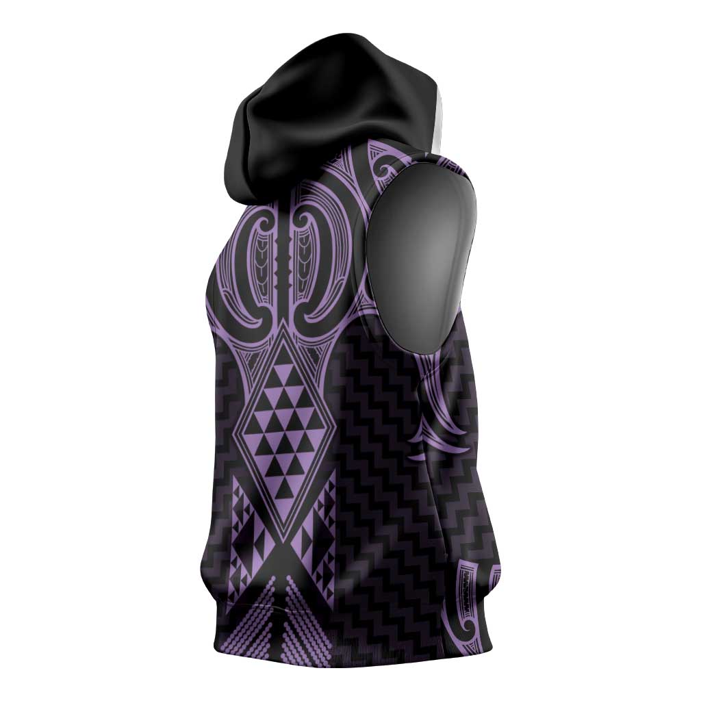 Waiporoporo Maori Ta Moko Poutama Art Sleeveless Hoodie - Aussie Hoodie