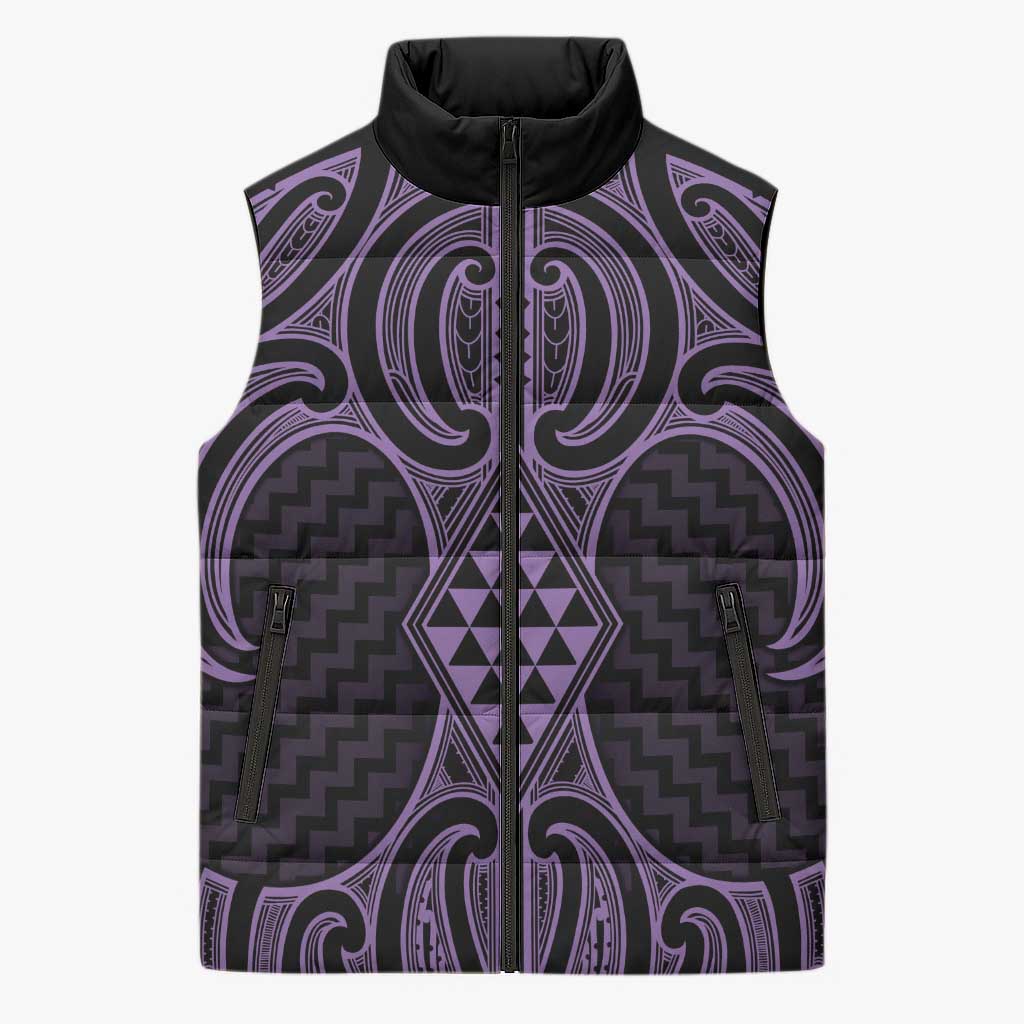 Waiporoporo Maori Ta Moko Poutama Art Sleeveless Puffer Jacket - Aussie Hoodie
