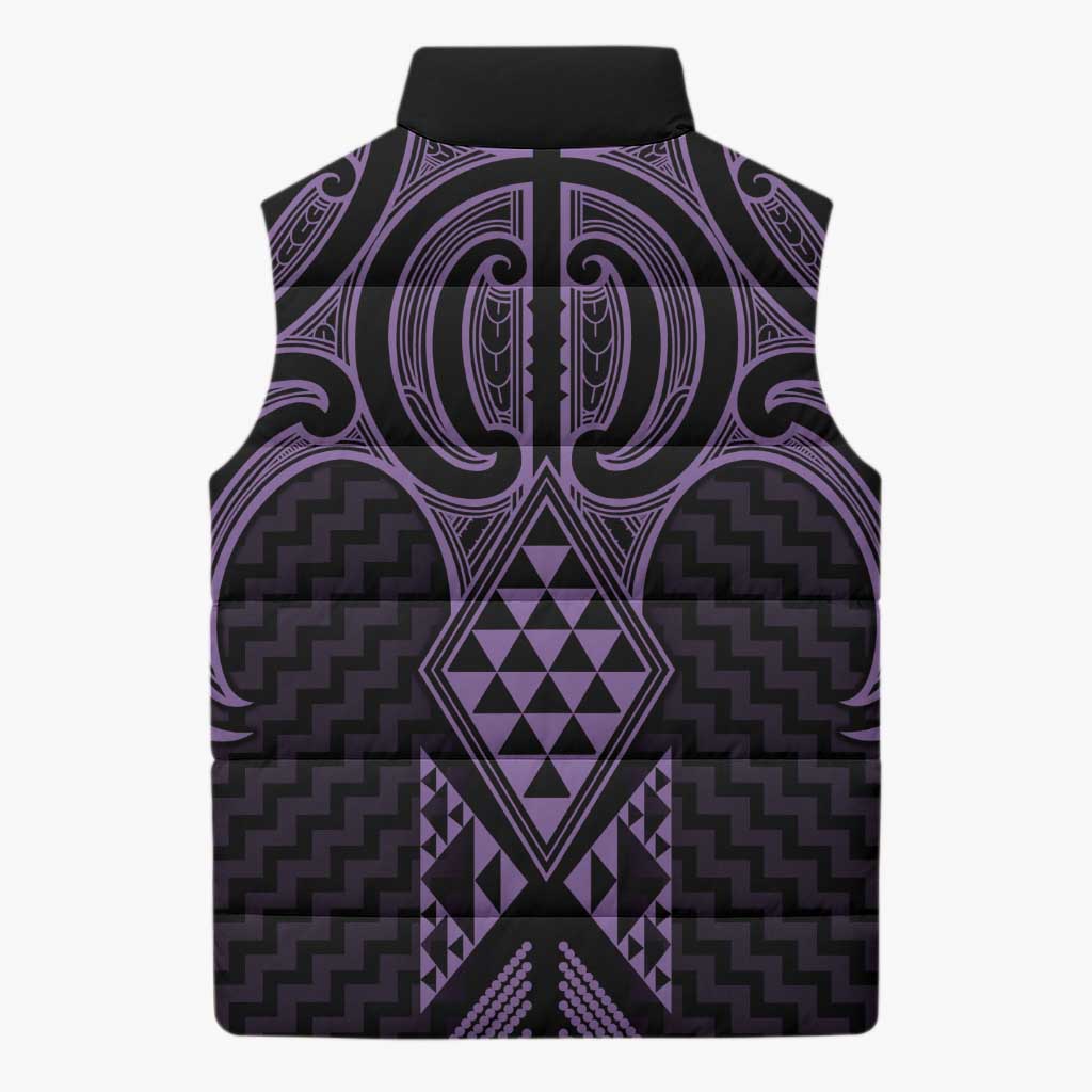 Waiporoporo Maori Ta Moko Poutama Art Sleeveless Puffer Jacket - Aussie Hoodie