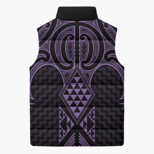 Waiporoporo Maori Ta Moko Poutama Art Sleeveless Puffer Jacket - Aussie Hoodie