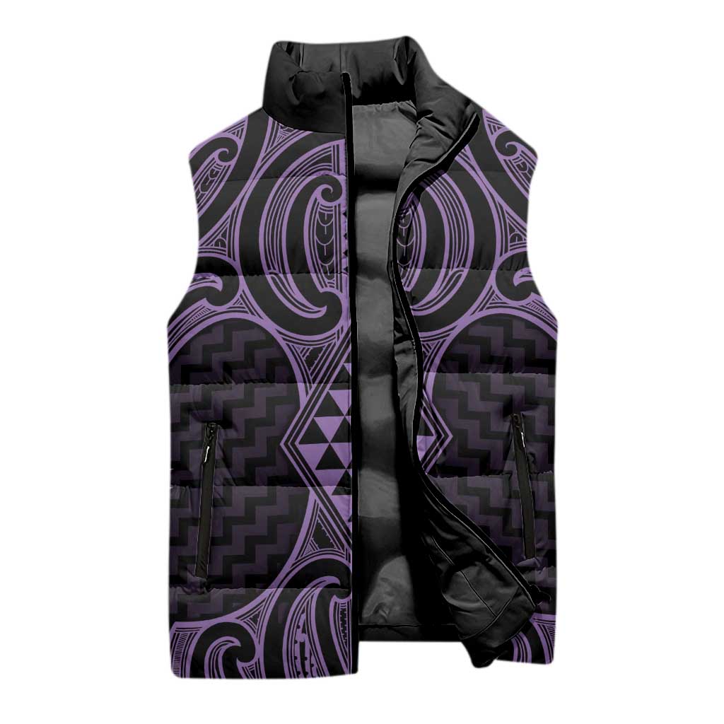 Waiporoporo Maori Ta Moko Poutama Art Sleeveless Puffer Jacket - Aussie Hoodie