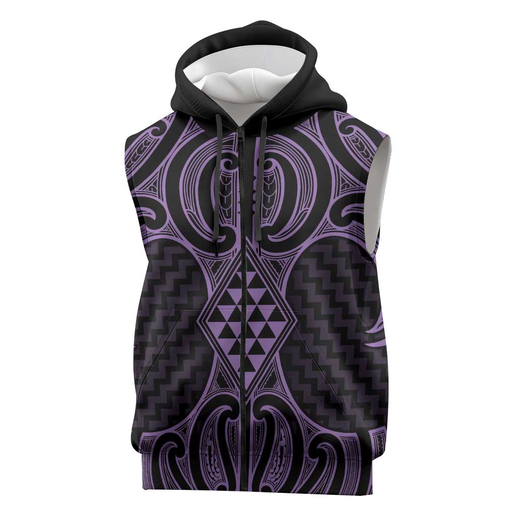 Waiporoporo Maori Ta Moko Poutama Art Sleeveless Zip Hoodie LT9