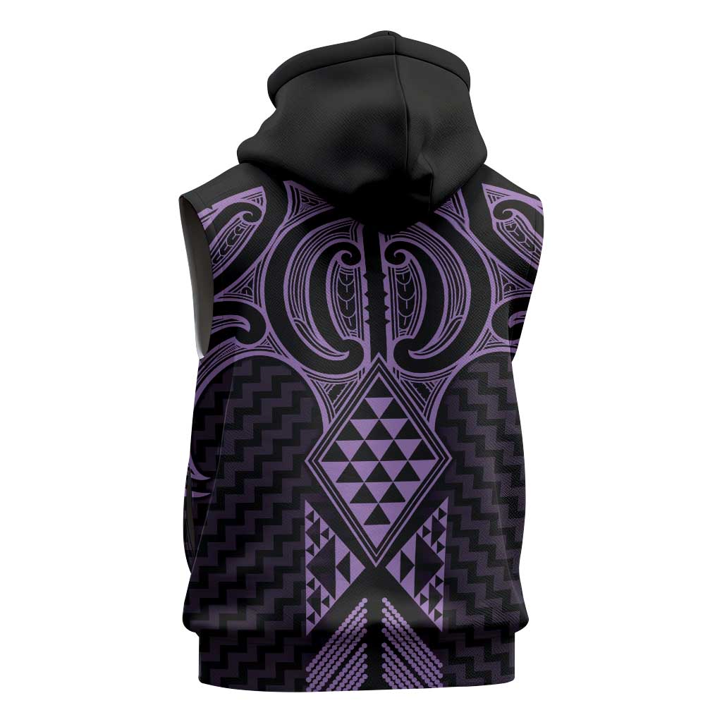 Waiporoporo Maori Ta Moko Poutama Art Sleeveless Zip Hoodie LT9