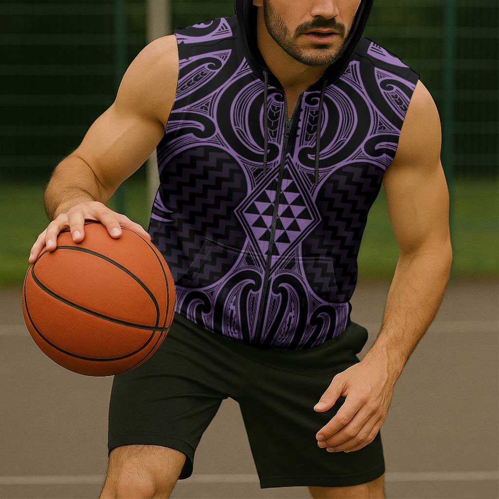Waiporoporo Maori Ta Moko Poutama Art Sleeveless Zip Hoodie LT9