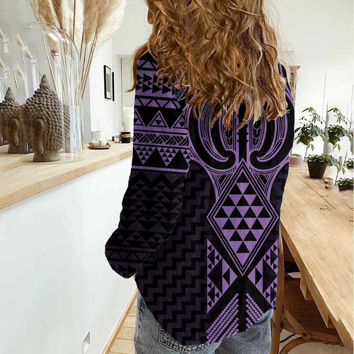 Waiporoporo Maori Ta Moko Poutama Art Women Casual Shirt