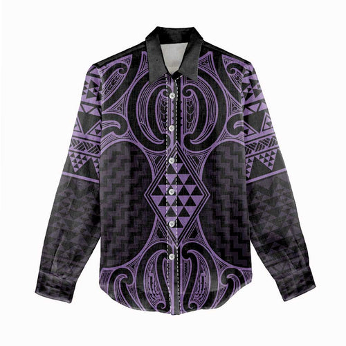 Waiporoporo Maori Ta Moko Poutama Art Women Casual Shirt