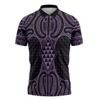 Waiporoporo Maori Ta Moko Poutama Art Zipper Polo Shirt - Aussie Hoodie