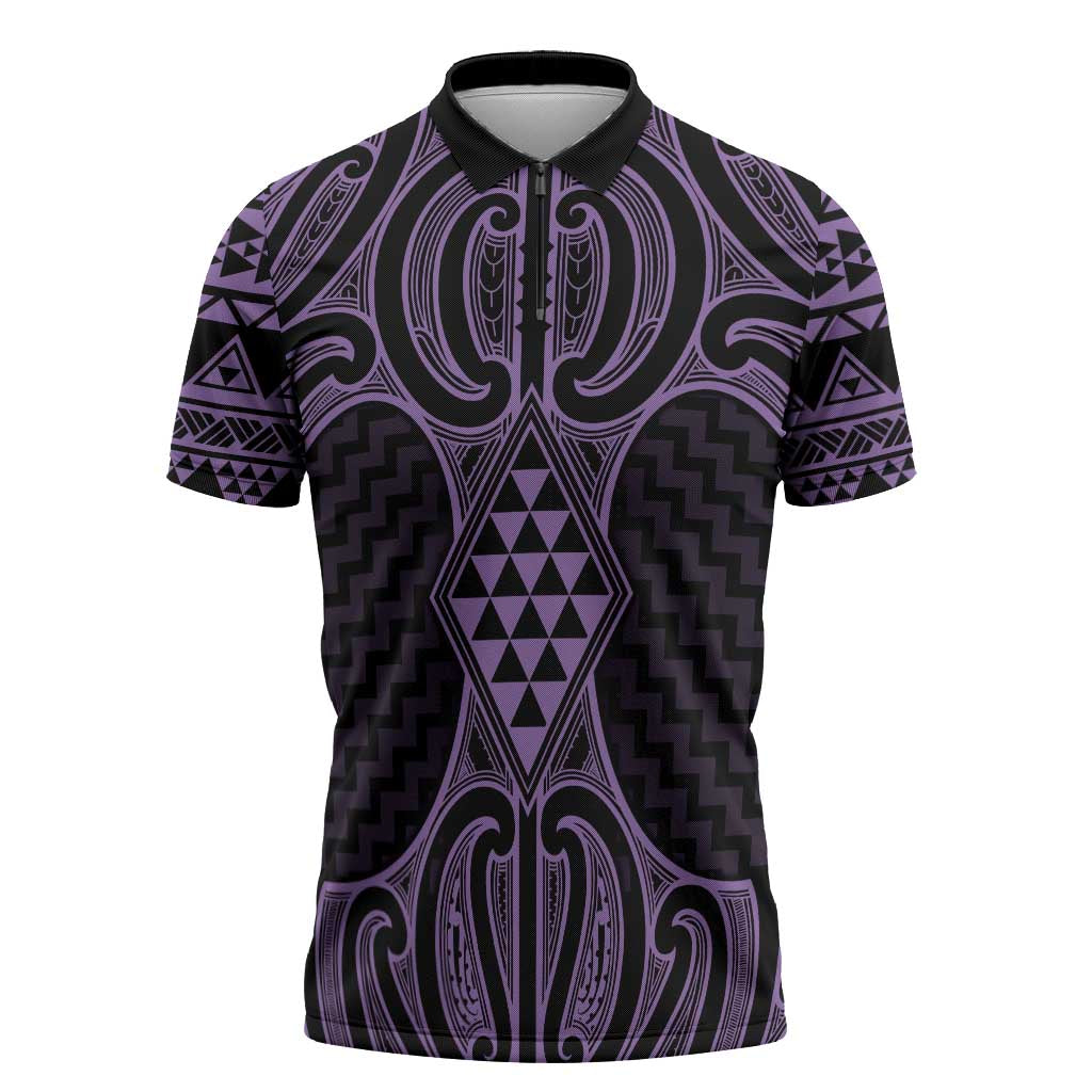 Waiporoporo Maori Ta Moko Poutama Art Zipper Polo Shirt - Aussie Hoodie