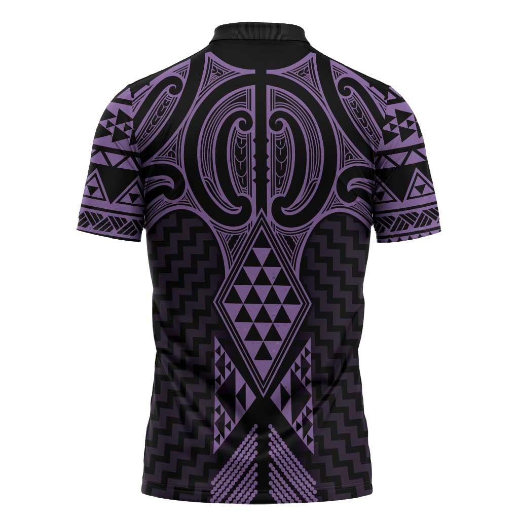 Waiporoporo Maori Ta Moko Poutama Art Zipper Polo Shirt - Aussie Hoodie