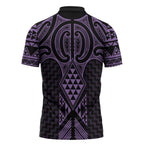 Waiporoporo Maori Ta Moko Poutama Art Zipper Polo Shirt - Aussie Hoodie