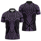 Waiporoporo Maori Ta Moko Poutama Art Zipper Polo Shirt - Aussie Hoodie