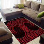 Whero Maori Ta Moko Poutama Art Area Rug