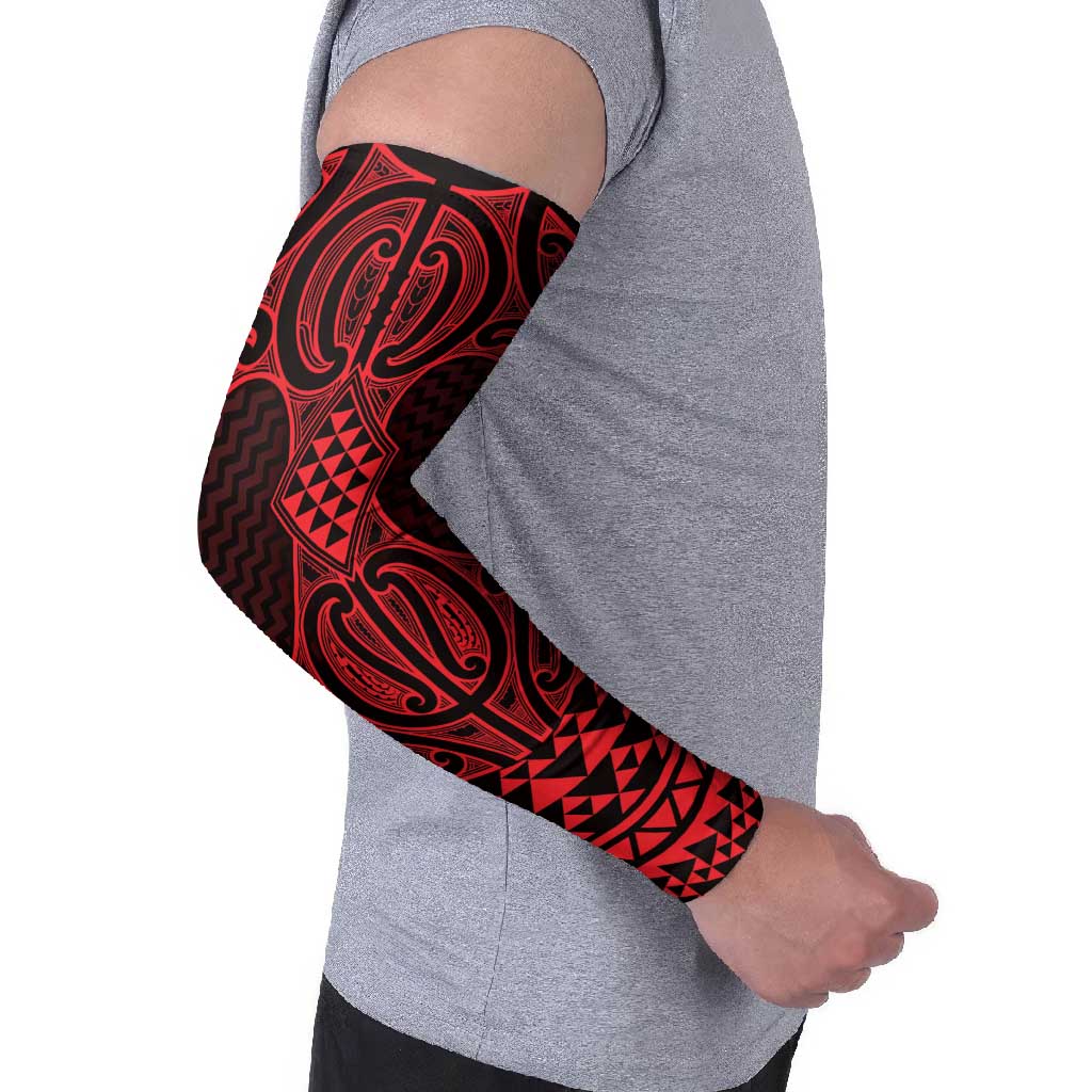 Whero Maori Ta Moko Poutama Art Arm Sleeves - Aussie Hoodie