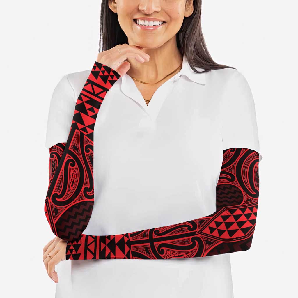 Whero Maori Ta Moko Poutama Art Arm Sleeves - Aussie Hoodie