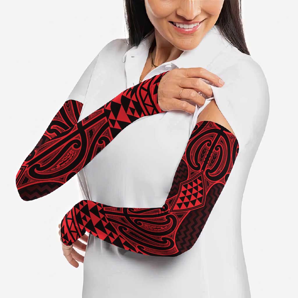 Whero Maori Ta Moko Poutama Art Arm Sleeves - Aussie Hoodie