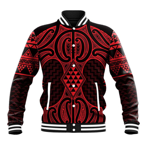 Whero Maori Ta Moko Poutama Art Baseball Jacket