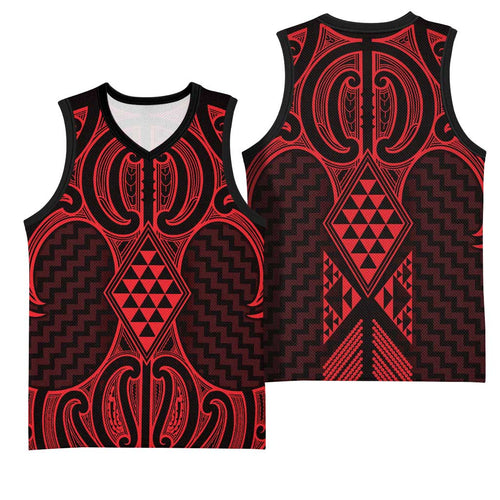 Whero Maori Ta Moko Poutama Art Basketball Jersey - Aussie Hoodie