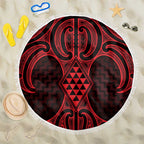Whero Maori Ta Moko Poutama Art Beach Blanket