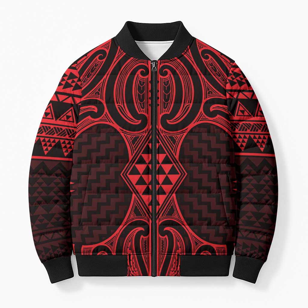 Whero Maori Ta Moko Poutama Art Bomber Puffer Jacket - Aussie Hoodie