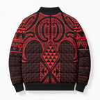 Whero Maori Ta Moko Poutama Art Bomber Puffer Jacket - Aussie Hoodie