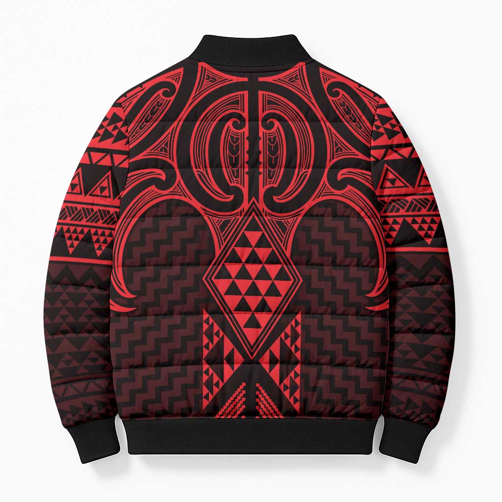 Whero Maori Ta Moko Poutama Art Bomber Puffer Jacket - Aussie Hoodie