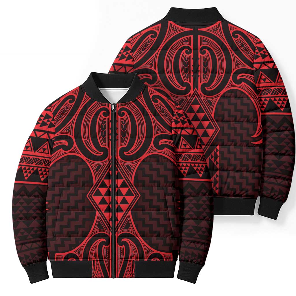 Whero Maori Ta Moko Poutama Art Bomber Puffer Jacket - Aussie Hoodie