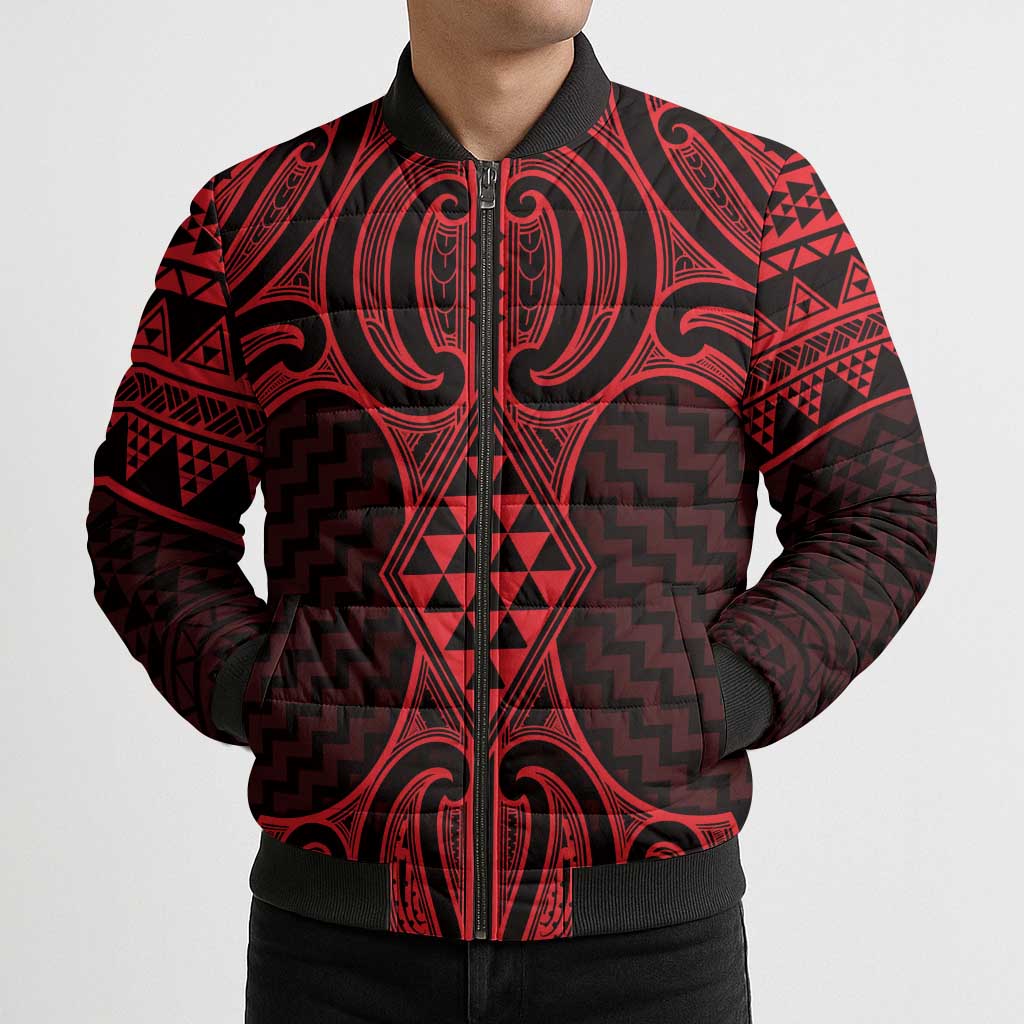 Whero Maori Ta Moko Poutama Art Bomber Puffer Jacket - Aussie Hoodie